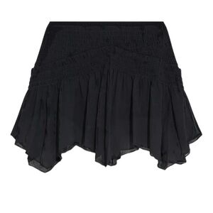 AllSaints Pamela asymmetric mini skirt in black polyester.